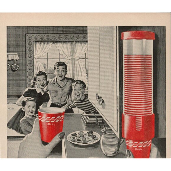 1954 DIXIE CUP Dispenser Vintage Print Ad (L5) - Picture 2 of 3